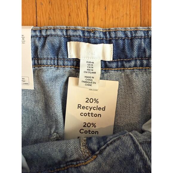 H&M Jeans Womens 14 Wide High Waist Wide Leg Braided Waist 20% Recycled 1266758 - Picture 2 of 6